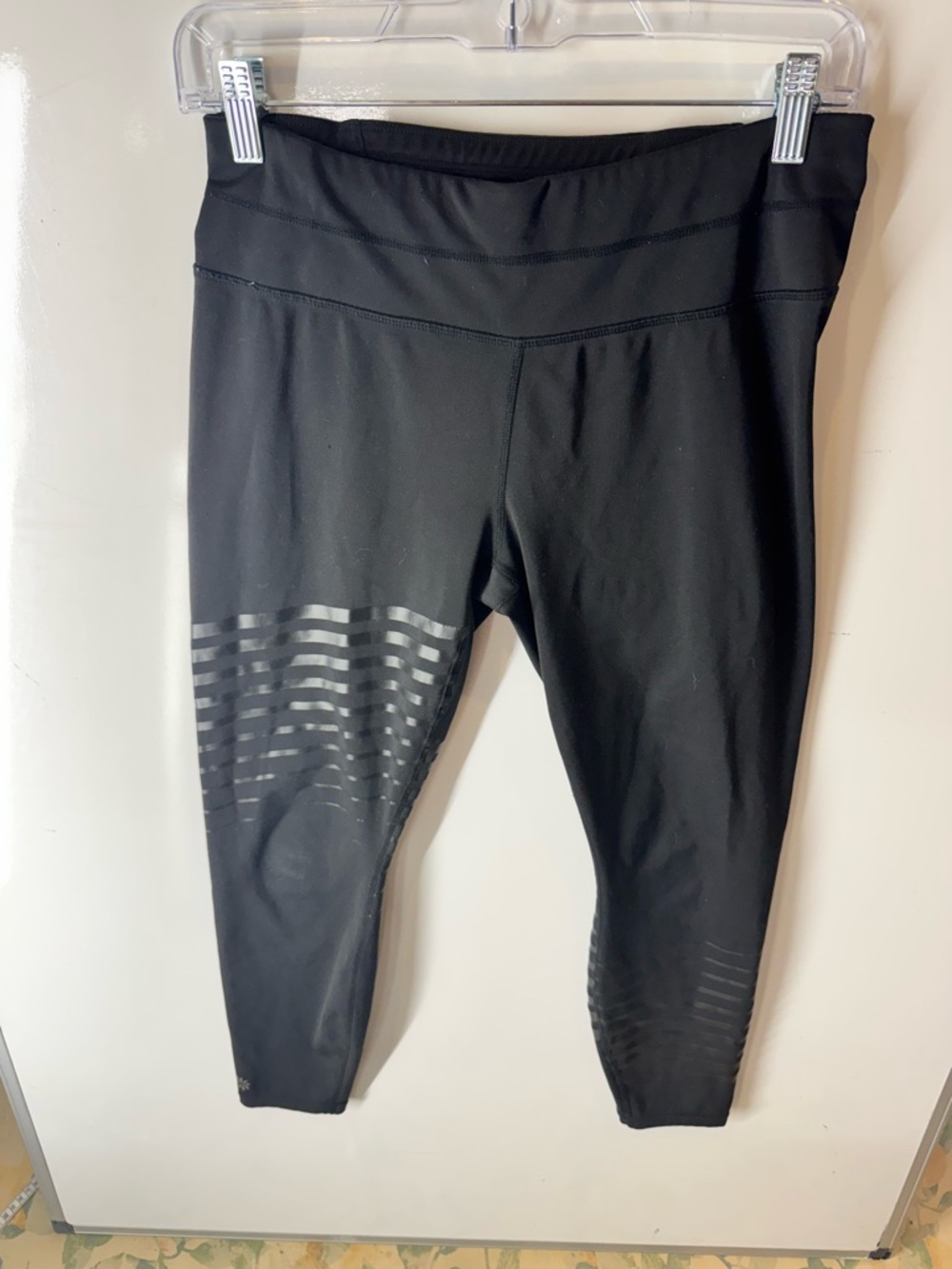 Athleta Black Capri Leggings with Subtle Logo